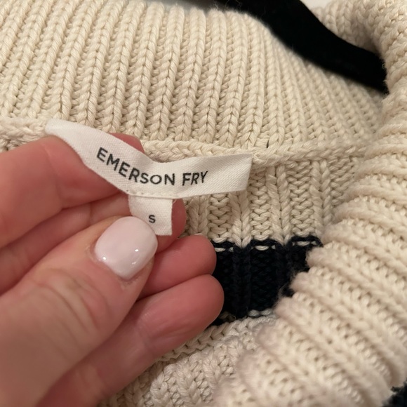 Emerson Fry Carolyn Funnel Neck Sweater in Navy French Stripe Organic, Small - Picture 3 of 4